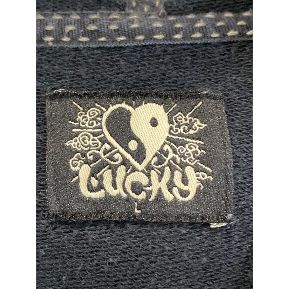 Lucky Brand Vintage Y2K Full Zip Jacket Hoodie Sz L Bird Peace Love Embroidered - Picture 5 of 7
